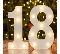 Numero luminoso a LED bianco caldo, decorazione di compleanno per ragazze e ragazzi, centrotavola e sfondo da parete, cartello illuminato per anniversario di matrimonio, regalo per lei (numero 18)