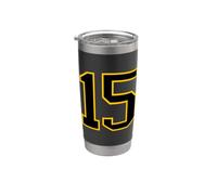 Numero n. 15 Squadra sportiva giallo nera Bicchiere termico in acciaio inox doppia parete