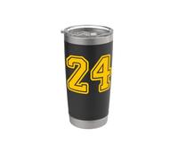 Numero n. 24 Squadra sportiva gialla Bicchiere termico in acciaio inox doppia parete