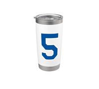Numero n. 5 Squadra sportiva blu Bicchiere termico in acciaio inox doppia parete