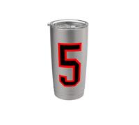 Numero n. 5 Squadra sportiva rosso nera Bicchiere termico in acciaio inox doppia parete