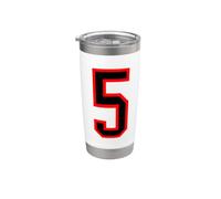 Numero n. 5 Squadra sportiva rosso nera Bicchiere termico in acciaio inox doppia parete