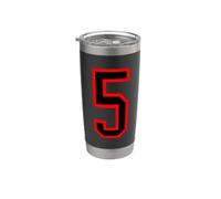 Numero n. 5 Squadra sportiva rosso nera Bicchiere termico in acciaio inox doppia parete
