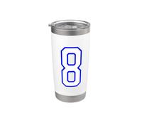 Numero n. 8 Squadra sportiva blu Bicchiere termico in acciaio inox doppia parete