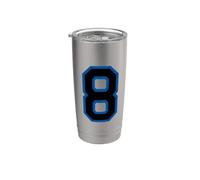 Numero n. 8 Squadra sportiva blu nera Bicchiere termico in acciaio inox doppia parete