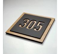 Numero porta moderno personalizzato in acrilico e legno - Piastra impermeabile per interni ed esterni, ideale per case, uffici, appartamenti, hotel