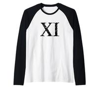 Numero Romano 11 XI ~ Undici Maglia con Maniche Raglan