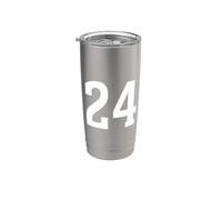 Numero Venti Quattro #24 Uniforme Squadra 24 Anniversario di Compleanno Bicchiere termico in acciaio inox doppia parete
