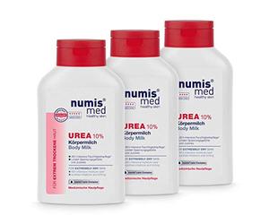 numis med Latte per il corpo con 10% di urea - lozione per il corpo lenitiva per la pelle estremamente secca e pruriginosa - cura della pelle vegana senza siliconi, parabeni (3x 300 ml)