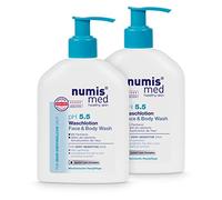 numis med Lozione per il lavaggio ph 5.5, confezione da 2 lozioni lenitive per la pelle molto sensibile e sensibile, lozione vegana per la cura della pelle, senza siliconi, parabeni e olio minerale