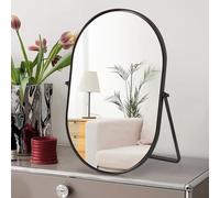 Numjeg Specchio da trucco portatile da tavolo con struttura in metallo, specchio da tavolo da scrivania con rotazione di 90°, ideale per camera da letto, bagno, spogliatoio