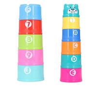 NUMNBE 11pcs impilando Tazze Set di Giocattoli Giocattolo Ciotola di nidificazione di Colore Brillante Giocattolo per bambini Giocattolo per il bagno