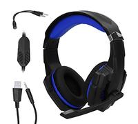 NUMNBE G9000 Mini Wired Headset - 3D Surround Sound Gaming Headphones for High Resolution Audio Quality and Dazzling Multi Color Lights for All Devices (Blue)