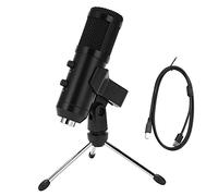 NUMNBE Microfono Portatile con Supporto da Tavolo, Microfono a Condensatore Cardioide Nero, Alta Sensibilità e Riduzione Rumore - Ideale per Streaming, Gaming e Riunioni Online