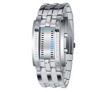 NUMNBE Orologio a led binaria digitale, movimento del quarzo, retroilluminazione blu, acciaio inossidabile - display ad alta tecnologia, acqua 50m, elegante per uomini per papà marito (type 3)