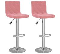 NUMNBE Set di 2 sgabelli da barco regolabili in altezza a 360 gradi, in velluto rosa, con poggiapiedi, vestibilità comoda, per sala da pranzo, cucina, soggiorno