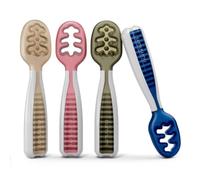 NumNum Posate Silicone Neonato - Set Svezzamento 4 Cucchiai Collezione Neutri per Neonati e Bambini