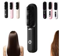 Numoya Go Brush Pro，Numoya Portable Straightener Brush - Gobrush Pro，Cordless Straightener，Fast Heating Cordless Mini Hair Straightener Brush With Displ (Black-without display)