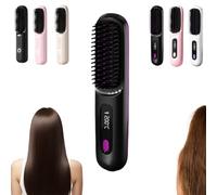 Numoya Go Brush Pro，Numoya Portable Straightener Brush - Gobrush Pro，Cordless Straightener，Fast Heating Cordless Mini Hair Straightener Brush With Displ (Black-with display)