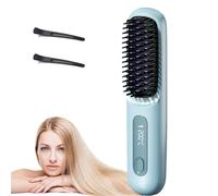 Numoya Go Brush Pro, Numoya Portable Straightener Brush - Gobrush Pro, Hair Straightener Brush Anti Scald Frizz Free (Blue)