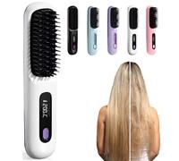 Numoya Go Brush Pro, Numoya Spazzola lisciante portatile - Gobrush Pro, Numyo Spazzola calda senza fili per piastra lisciante, bigodino, capelli corti (bianco)