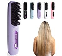 Numoya Go Brush Pro, Numoya Spazzola lisciante portatile - Gobrush Pro, Numyo Spazzola calda senza fili per piastra lisciante, bigodino, capelli corti (viola)