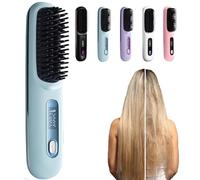 Numoya Go Brush Pro, Numoya Spazzola lisciante portatile - Gobrush Pro, Numyo Spazzola calda senza fili per piastra lisciante, bigodino, capelli corti (blu)