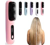 Numoya Go Brush Pro, Numoya Spazzola lisciante portatile - Gobrush Pro, Numyo Spazzola calda senza fili per piastra lisciante, bigodino, capelli corti (rosa)