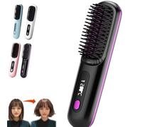 Numoya Portable Straightener Brush, Numoya Go Brush Pro, Numoya Styling Brush, Numoya Straightener Rechargeable Cordless Mini Hair Straightener Comb (Black)