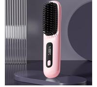 Numoya Portable Straightener Brush, Numoya Go Brush Pro Straightener, Numoya Rechargeable & Cordless Mini Hair Straightener Comb, for All Hair Types (Pink)