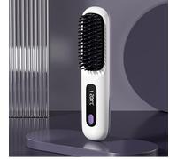 Numoya Portable Straightener Brush, Numoya Go Brush Pro Straightener, Numoya Rechargeable & Cordless Mini Hair Straightener Comb, for All Hair Types (White)