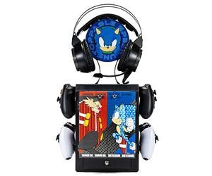 Numskull Armadietto da Gaming Ufficiale Sonic the Hedgehog - Organizer Compatto e Resistente per 10 Giochi/DVD, 4 Controller, Cuffie e Accessori
