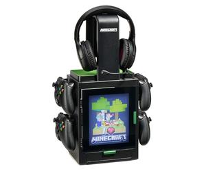 Numskull Official Minecraft LED Light Gaming Locker, Controller Holder & Headset Stand for PS4/PS5 & Xbox Series X|S - Multiple LED Lighting Settings - Official Minecraft Merchandise