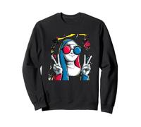 Nun Double Peace Retro Pop Personaggio Grafico Gesto Felpa