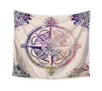 Nunbee Hippie Arazzo Mandala Bohemian Psichedelico Intricato Indiano Copriletto Mandala e Bussola F - 79x59 Inch / 200x150 CM