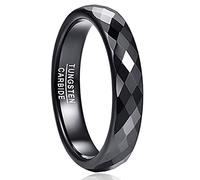 NUNCAD 4 mm Anelli Fidanzamento Nero in Tungsteno con Motivo a Diamante Donna Uomo Semplici Fede Nuziale Comode Taglia 29.75