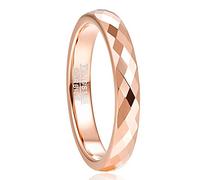 NUNCAD 4 mm Anelli Fidanzamento Oro Rosa in Tungsteno con Motivo a Diamante Donna Uomo Semplici Fede Nuziale Comode Taglia 28.5