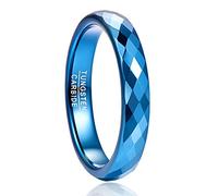 NUNCAD 4 mm Blu Anello Semplici in Tungsteno con Motivo a Diamante per Donna Uomo Fidanzamento Anniversario Comode Taglia 24.5