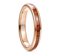 NUNCAD Anello in Legno Tungsteno 4mm Oro Rosa Donna Uomo, Anello per Fede Nuziale Fidanzamento Partner, Taglia 15.75