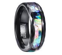 NUNCAD Anello Uomo/Donna/Unisex con Shell in Tungsteno Fede Nuziale/Anello del Ricordo Nero + multicolore 8 mm Formato (31)