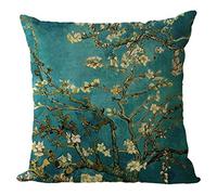 Nunubee Ciano Albero Motivo Floreale Cuscini per divani Decorativo Lino Cuscino copricuscini Divano Caso Federa per Cuscino 18x18 Inch / 45x45 CM - 2#