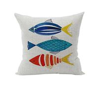 Nunubee - Copricuscino quadrato, in morbido cotone e lino, con motivo “Animale”, per divano/Letto, Blanc 7, 45cm*45cm/17.55"*17.55"