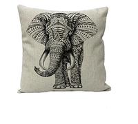 Nunubee Cotone e Lino shabby Chic Animale Copricuscini e Federe Cuscini Decorativi per Divano Letto, 45x45 Elefante Beige