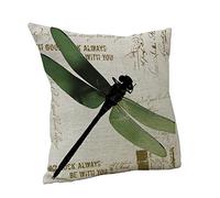 Nunubee Cotone Lino Federa Cuscino 45 x 45cm Cuscini Caso Cuscinetto per Divano Le libellule 1