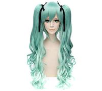 Nunubee Doppia Coda Miku Parrucca da Donna Parrucche Sintetiche del Partito di Cosplay Gradiente Verde