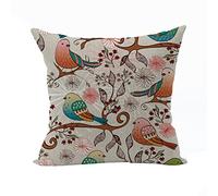 Nunubee Federa con Cerniera Quadrato Cuscino Morbido Cotone Accessori per la Casa Divano Letto 45 x 45 Uccelli e Fiori Stile 5