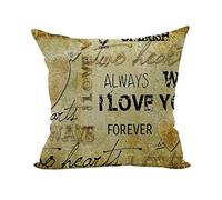 Nunubee - Federa copricuscino morbida con motivo con parole stampate., cotone/lino, Yellow, 45cm*45cm/17.55"*17.55"