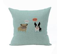 Nunubee, federa decorativa per cuscino 45 cm x 45 cm, in cotone e lino, per divano, decorazione con cane, Cotone lino, Tiny Dogs Talk, 45cm*45cm/17.55"*17.55"