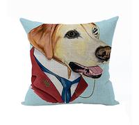 Nunubee, federa decorativa per cuscino 45 cm x 45 cm, in cotone e lino, per divano, decorazione con cane, Cotone lino, Multicolor 2, 45cm*45cm/17.55"*17.55"