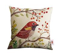 Nunubee Federa Morbido con Cerniera Decorativa Cuscino in Lino Cotone per la Casa Divano Letto Auto 45 x 45 Albero Uccello 8